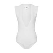 Dyb V-udskæring Lycra Jersey Bodysuit