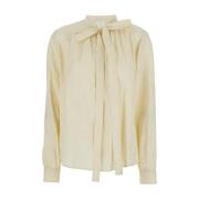 Beige Lavalliere Bluse