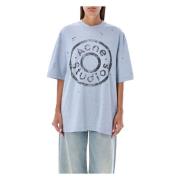 Blå Distressed Logo Print T-Shirt