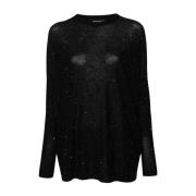 Sort Pailletbesat Crew Neck Sweater