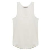 Ribbet Tank Top med Blonder Detaljer