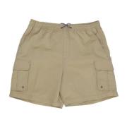 Cargo Shorts Khaki Nylon Elastik Snøre