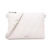 Creme Eco-læder Clutch med Metallic Logo