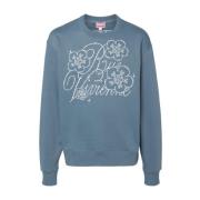 Blå Crew Neck Sweater Broderet Logo