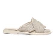 Beige Jute Slide Sandaler