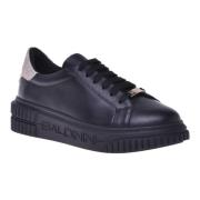 Sneaker in black and platinum calfskin