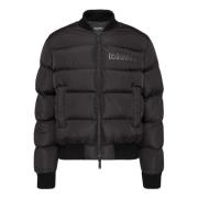 Sort Puffer Frakke Logo Print Ribbed Krave