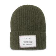 Mohair Uld Beanie med Broderet Patch