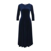 Velvet Maxi Kjole med Plisser