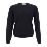 Merino Uld Navy Blå Pullover Sweater