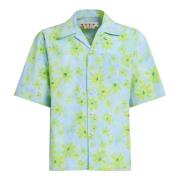 Poplin bowling shirt med parade print