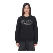 Sort Crewneck Sweatshirt med Oval D Logo