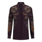 Blomstret Paisley Print Silkeskjorte