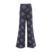 Blomstret Jacquard Flare Jeans