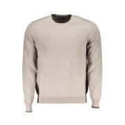 Beige Bomuldssweater med Broderi