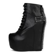 Spiked Cross Lace-Up Platform Wedge Boot