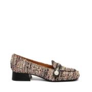 Pink Tweed Loafer Sko