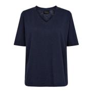 Navy V-Neck T-shirt, Korte Ærmer