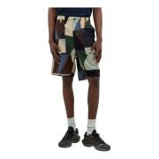 Patchwork Bomuld Twill Shorts