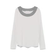 Ash Grey Lurex Detalje Top