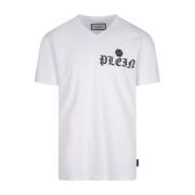 Hvid Bomulds T-shirt med Logo Print