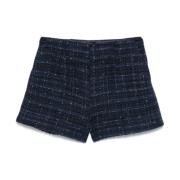 Sort Tweed Shorts med Dartdetaljer