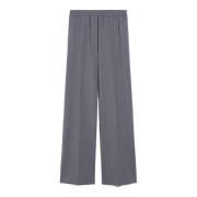 Straight-Fit Wool Trousers med Elastisk Talje