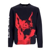 Sort Crewneck Sweater med Front Print