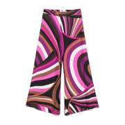 Fuchsia Logo Print Wide Leg Trousers