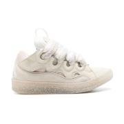 Beige Curb Læder Sneakers med Oversized Tongue