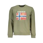 Grøn Fleece Sweatshirt med Rund Hals