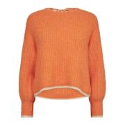 Orange Bow Strik Sweater Stilfuld