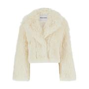 Hvid Kort Faux Fur Jakke