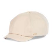 Beige uldblandet baret med skygge