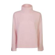 Pink Turtleneck Strikvarer Sweatshirt AW24