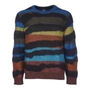 Sort Abstrakt Stribet Crew Neck Sweater