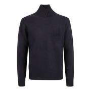 Blå Sailor Neck Pullover Sweater