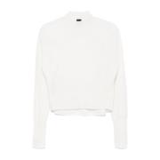 Hvid Uld-Kashmir Sweater med Mock Hals