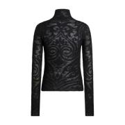 Sort Strik Jacquard Sweater