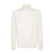 Hvid uld højhalset sweater