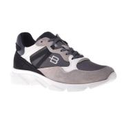 Trainers in taupe and grey suede and fabric