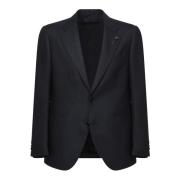 Blå Uld Blazer Elegant Stil