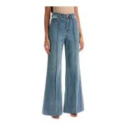 Flared Wide Leg Denim Jeans