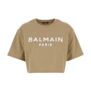 Stilfuld Beige Bomulds T-shirt