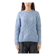 Flettede og paljetbesatte rund hals sweater