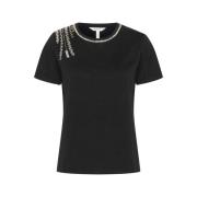 Sort Broderet T-shirt