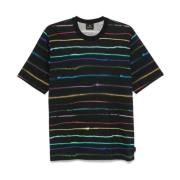 Stribet Bomulds T-shirt Sort