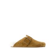 Beige Syntetiske Slip-On Sandaler