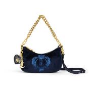 Velvet Finish Blue Hobo Taske