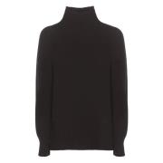 Sort Cashmere Uld Høj Hals Sweater